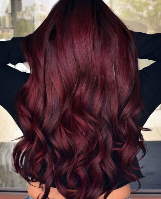 Efecto de Color de Cabello de Tendencia Borgona-Chocolate-Oscuro