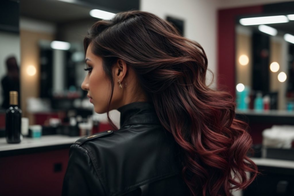 Mujer en un Salon de Belleza para coloración de cabello en Tijuana.