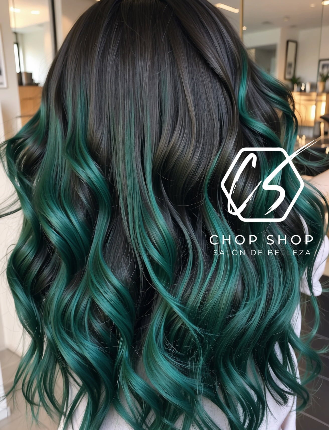 5 Tonos Vibrante Verde Esmeralda Balayage