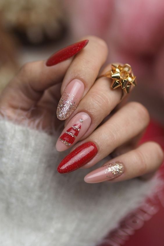 Uñas Rojo Pasión Festivo"