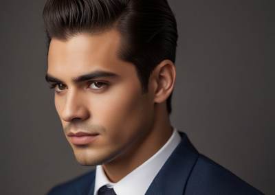 Peinado hacia atrás corte de pelo. Comb Over.