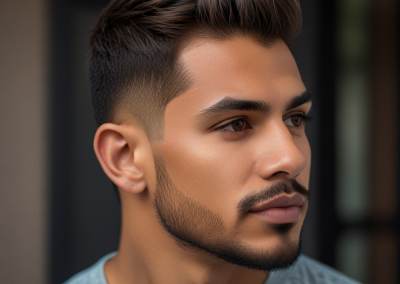 Corte Texturizado: Este corte moderno implica cabello corto y texturizado en la parte superior con lados ligeramente más largos, creando un aspecto casual pero elegante.