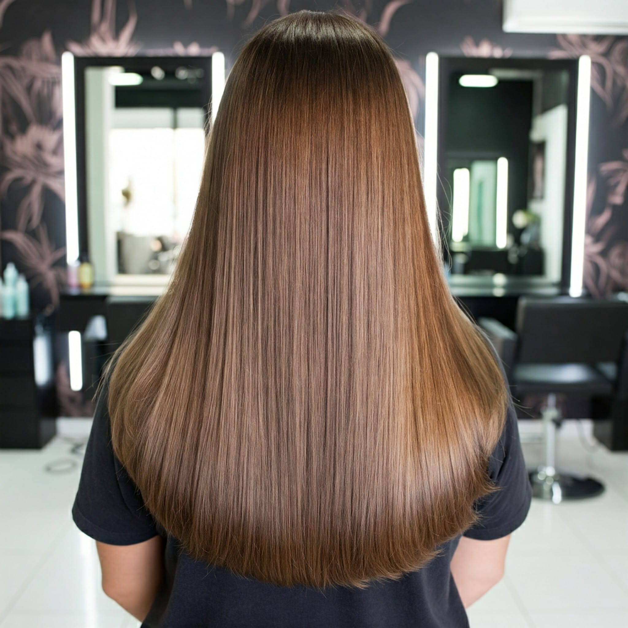 Mocha Mousse en Cabello Liso Espej