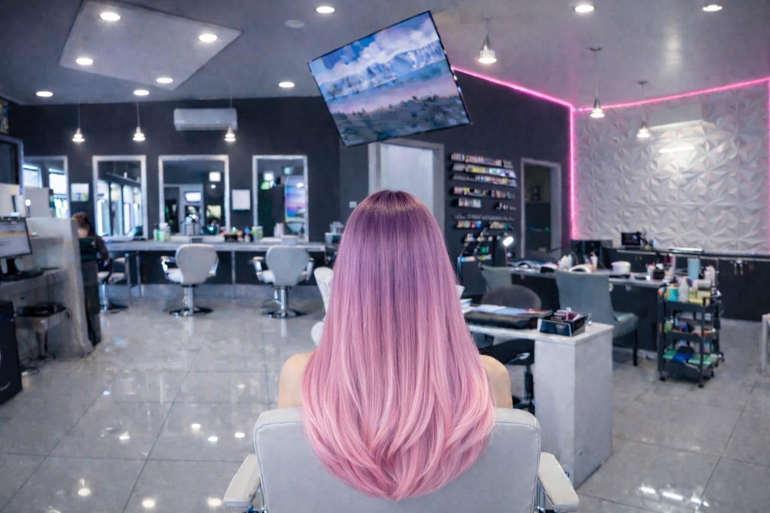 Ombre Rosa Pastel malvado Cabello lacio con coloración ombré