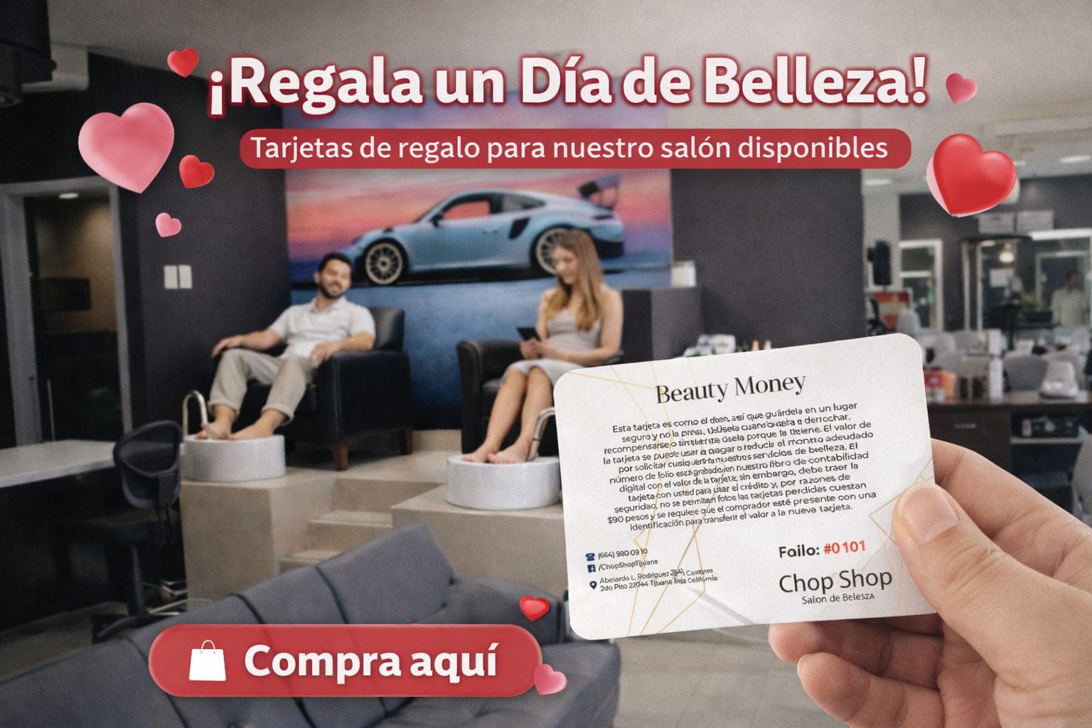 Beauty Money Gift Card Beauty Salon Tijuana Valentines Day Gift 2026 at Chop Shop Salon de Belleza